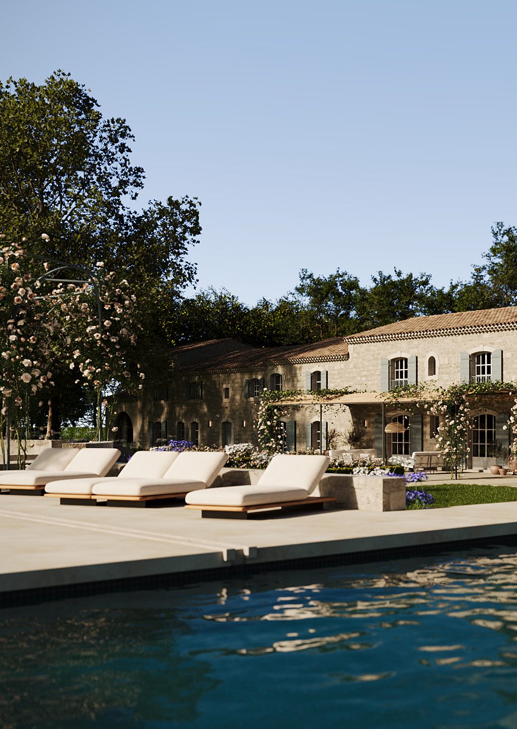 Le Grand Mas — Jardin et bassin, Maillane